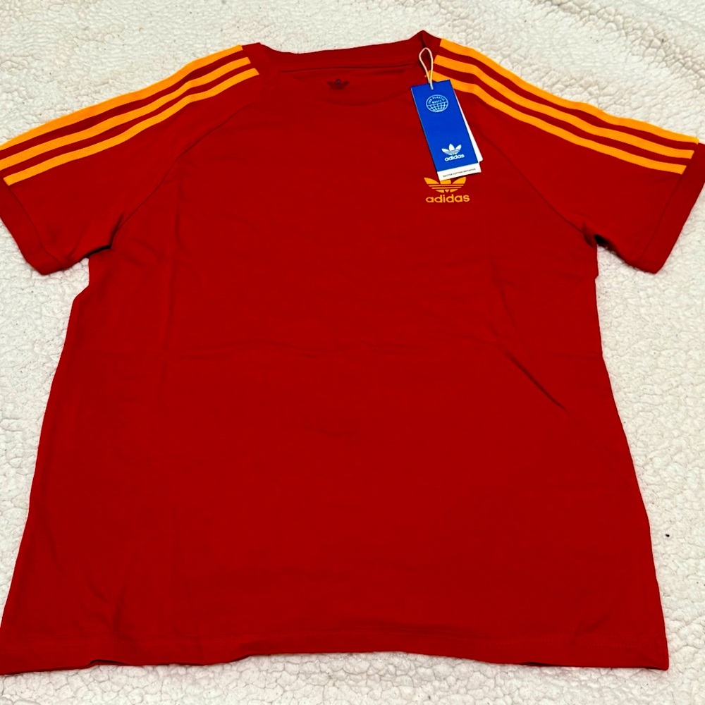 Adidas Kids Red Tee with Orange Accents
